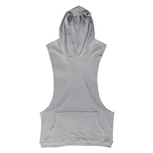 Men <b>Sleeveless</b> Hoodie Vest Gym Black Dyed Hoodie <b>Sleeveless</b> Printing Logo Gym Fitness Vest <b>Hoodies</b> Men's Deep Side Sleeve Cut - Product Image 2