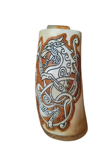 ทำด้วยมือ Fenrir Wolf tankard ไวกิ้งสไตล์ศาสนาปลดปล่อยพลังของ Ragnarok แตรธรรมชาติที่ทำด้วยมือโดยหมาป่าในตำนาน - Product Image 6