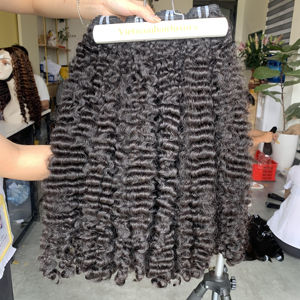 Cheveux humains vietnamiens 100% vierges Remy, trame unique, grosses boucles, couleur naturelle, fermeture et frontal, marque VNHL - Product Image 1