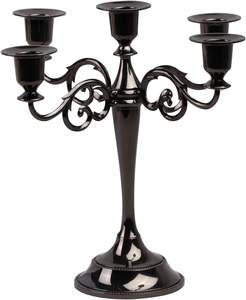 Candelabros de cristal negro Mesa de portavelas negra de Navidad para bodas - Product Image 6