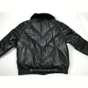 แจ็คเก็ตหนังแท้ทรงบอมเบอร์ หนังแกะแท้ สไตล์ใหม่ ระบายอากาศได้ดี เหมาะสำหรับฤดูหนาว ปกพับตกแต่งขนสุนัขจิ้งจอก 100% ไซส์พลัส - Product Image 3