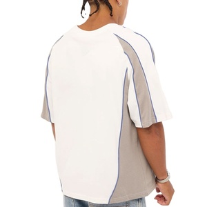 Streetwear Panel Pattern Baggy Plus Size <b>Down</b> Shoulder Loose Fit T-Shirt Plain Dyed Knitted Fabric 100% Cotton Jersey - Product Image 3