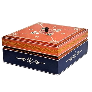 Boîtes à bijoux en bois peintes à la main de forme carrée en gros stockage de conception multifonctionnelle légère écologique de style classique pour - Product Image 1