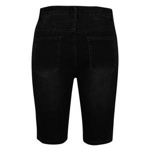 กางเกงยีนส์ขาสั้นผู้ชายสำหรับฤดูร้อน เอวกลาง ปักลาย ยืดได้ ขาดเซอร์ๆ ทรงสลิมตรง ผ้าฝ้าย 100% สไตล์สปอร์ต วินเทจ สีดำ แฟชั่นสตรีทแวร์ - Product Image 3