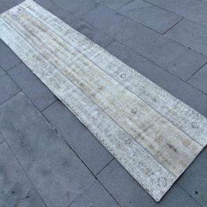 พรมตุรกีวินเทจ ขนาด 1.9x8.2 ฟุต พรมลายดอกไม้สีเทา-น้ำเงิน - Product Image 4