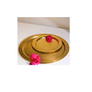 Plaque de chargeur en laiton et plaque de base de décoration de fête de mariage plaque de chargeur dorée avec artisanat naturel - Product Image 4