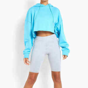 Mujeres de alta calidad al por mayor logotipo personalizado mujer recortada sudaderas con capucha mujeres algodón Crop Top Sudadera con capucha más vendidos tallas grandes diseño OEM - Product Image 5