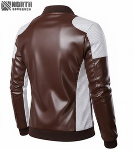 เสื้อโค้ทหนังสำหรับผู้ชาย, เสื้อผ้าแนวสตรีทแฟชั่นไซส์ใหญ่สำหรับใส่กลางแจ้งขี่มอเตอร์ไซค์สีดำมีซิปรูดสำหรับผู้ชาย - Product Image 2