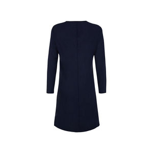 Tunique-jupe en georgette de coton bleu marine pour femme, longueur genou, grande taille, robe décontractée avec fermeture éclair - Product Image 3