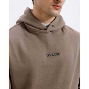 Sweat à capuche en molleton épais essentiel, délavé à l'acide, brodé en 3D, motif uni, sérigraphié - Product Image 1