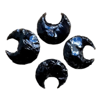 Pendentif en obsidienne noire naturelle en forme de lune, coupe brute, pour hommes et femmes, guérison par le Reiki