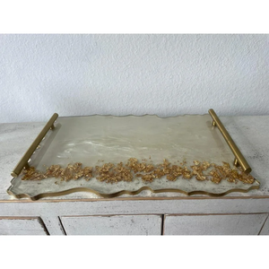 Bandeja de resina para servir Diseño de purpurina más popular Bandeja de resina epoxi transparente Bandeja de resina para el hogar de cocina simple - Product Image 2