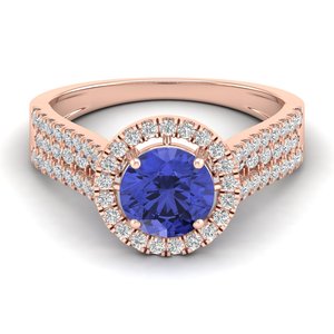 แหวนเพชร Tanzanite ประดับเพชร14K สีโรสโกลด์สำหรับผู้หญิงราคาขายส่งสำหรับงานแต่งงานของขวัญครบรอบแต่งงาน - Product Image 2