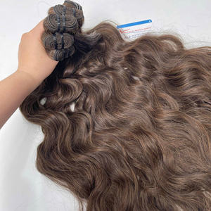 Extensions de cheveux humains vietnamiens 100% naturels, couleur brune, ondulés, vente en gros, fournisseur - Product Image 2