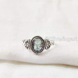 แหวนผู้หญิงพลอยโทแพซธรรมชาติ หินประจำเดือนพฤศจิกายน สไตล์โบฮีเมียน ของขวัญคริสต์มาส เครื่องประดับทำมือ แหวนเงินแท้ 925 - Product Image 5