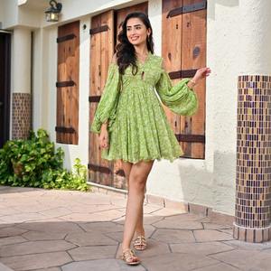 Vestido de algodón indio hecho a mano para mujer, a la moda ropa de verano, fiesta informal, viaje, regalo nupcial, suministro ODM - Product Image 3