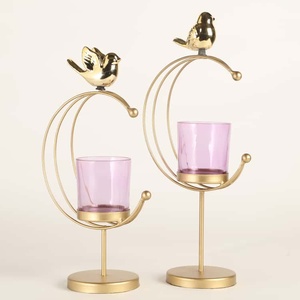 Vintage Peacock Gold <b>Taper</b> <b>Candle</b> <b>Holder</b> Long Stem Aluminum for Home Decoration by Manufacturer - Product Image 3