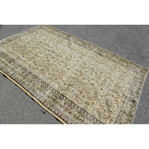 พรมวินเทจตุรกีขนาดใหญ่ 5.8x9.3 ฟุต (178x283 ซม.) สีเบจ พรมสไตล์ตะวันตกเฉียงใต้ - Product Image 4