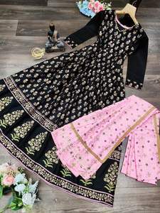 Anarkali-Vestido largo de rayón dorado para mujer, ropa acampanada para cualquier temporada festiva y fiesta, colección nueva - Product Image 6