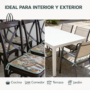 Cojín para Silla Repelente al Agua de 40x40x2 cm, Fácil de Limpiar con Correas de Sujeción, Uso en Interiores y Exteriores, Cojines y Almohadas para Exteriores - Product Image 2