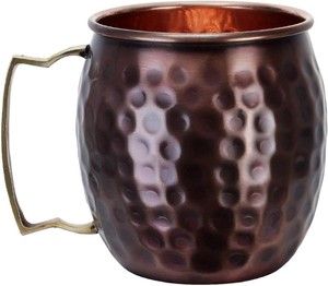 Taza de Mula hecha a mano de cobre puro 100% con mango de Metal martillado antiguo suave, tapa de accesorio de gran demanda - Product Image 1
