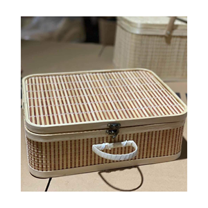 Matériau en bambou tissage corbeille à papier bambou ouvert fait à la main en bois bambou pique-nique panier palais rétro cadeau - Product Image 3