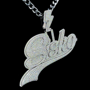 Colgante de Diamante Redondo de Moissanita VVS Estilo Hip Hop Hecho a Mano, Joyería de Oro Blanco, Colgantes con Dije para Hombre, Plata de Ley 925 - Product Image 3