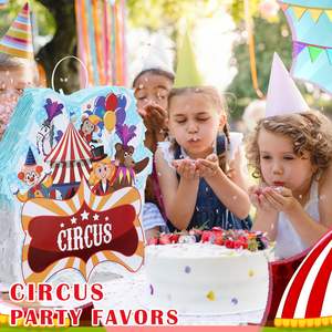 ब्लाइंडफोल्ड बैटन और कंफेटी थप्पड़ कंगन स्टिकर कीचेन क्लोन पिनाटस को सर्कस थीम जन्मदिन पार्टी की सजावट के लिए सेट - Product Image 4