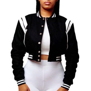 Patchs Letterman personnalisés en chenille veste universitaire en laine pour femmes tissu brodé manches de baseball approvisionnement en gros - Product Image 2