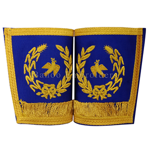 GUANTE MASONIC REGALIA CRAFT GRAND RANK PARA TYLER-RECORTE DE ORO BORDADO A MANO EN LOS BORDES - Product Image 5