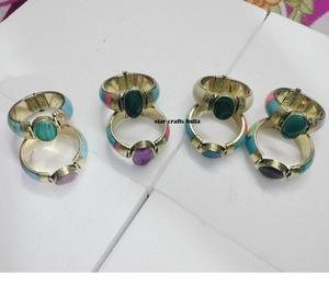 Cadeau de mariage pierre naturelle avec laiton et os Design vente chaude main femme manchette Bracelet 100% os fait Bracelet - Product Image 2