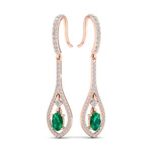 REYES Boucles d'oreilles en moissanite certifiée GRA en or étincelant 14K pour femmes, taille ovale, bijoux en pierres précieuses émeraude 1ct - Product Image 5