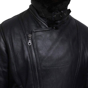 Stylish Genuine Leather Jacket with <b>Stand</b> Collar High Street Style Durable Breathable Winter for Casual Outfits Daily Wear - Product Image 4