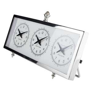 Horloge de table décorative avec affichage de l'heure en 3 pays, polissage brillant, décoration de bureau, accessoires de maison, décoration de table, horloges uniques - Product Image 2
