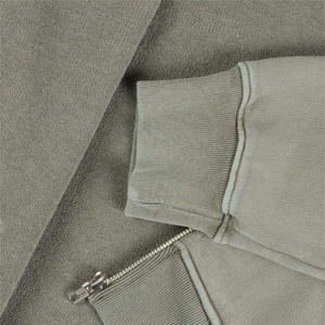 Sweat à capuche zippé intégral de qualité supérieure, délavé à l'acide, brodé, 100 % coton, coupe ample unisexe, décontracté d'hiver, poids moyen, épaules tombantes - Product Image 5