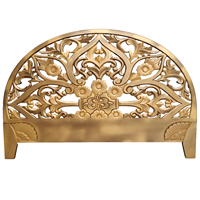 Tête de lit balinaise Smart Art en bois sculpté, éclairée, à hauteur réglable, demi-lune, finition dorée, pour décoration murale d'appartement, conçue en bois d'ingénierie