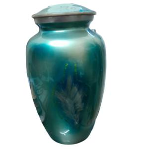 Urnes de crémation adultes en aluminium classiques avec le bel étain de bande de gravure et l'émail blanc de couleur fini. - Product Image 6