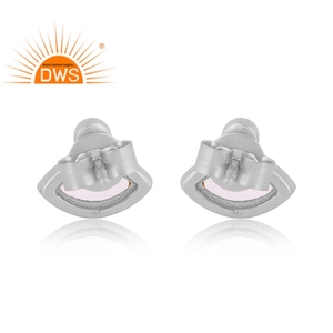 Latest Trending Sterling Silver Natural Cz & Rainbow <b>Moon</b> Stone Gemstone Marquise Stud <b>Earring</b> Custom Jewelry Manufacturer - Product Image 4