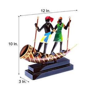 Peint à la main Tribal Barrett Couple Showpiece Matériau en fer durable - Product Image 3