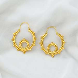 Pendientes de Aro con Diseño Tribal, Joyería Boho de Latón para Mujer, Chapados en Oro de 18k, Diseño Étnico, Venta al Por Mayor - Product Image 3