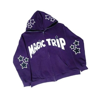 Trending Fashion Men's Full Zip Puff Diseño impreso Streetwear Style Hoodie mens cropped zip up HOODIE - Product Image 2