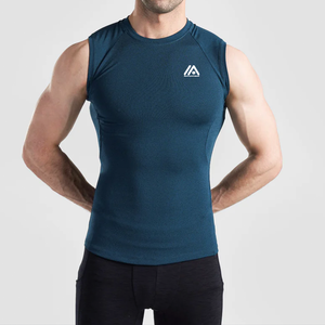 เสื้อยืดรัดกล้ามเนื้อแขนกุดสำหรับผู้ชายผ้าถักจากปากีสถานสำหรับยิมและกีฬาขายส่ง - Product Image 1