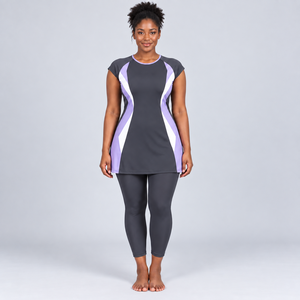 Ensemble Burkini 2 Pièces Personnalisé Imprimé Modeste Coupe Haute Logo Avant Séchage Rapide – Le Meilleur Ensemble Burkini 2 Pièces Modeste - Product Image 1
