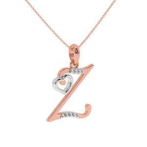 Colgante Z inicial de oro de 14 quilates con corte brillante redondo de diamante cultivado en laboratorio-Joyería de regalo para mujer - Product Image 6