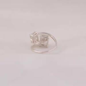 Women's Unique 2 Unit Radiant Cut Lab Grown Diamond CVD <b>Ring</b> 14KT Solid White Gold Proposal <b>Ring</b> Trendy - Product Image 3