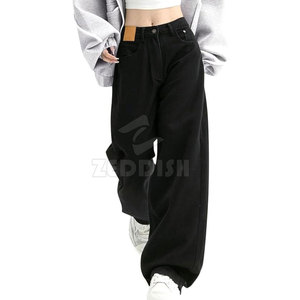 New Design High Quality Women's Casual Mid Waist Flat Front Summer Breathable 100% Cotton Custom Logo Light Wash OEM <b>Pants</b> - Product Image 6