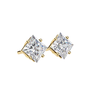 Boucles d'oreilles clous en diamant de laboratoire taille princesse, solitaires 1 carat, disponibles en or 10K, 14K, 18K et argent 925, classiques pour femme - Product Image 4