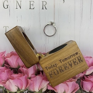 Handmade Wooden Organizer Ring Box with Secure <b>Magnetic</b> Closure for Engagement Rings - Product Image 4