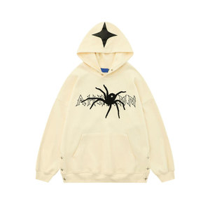 Sudadera con capucha de gran tamaño unisex con cremallera y lavado ácido para hombre - Product Image 1