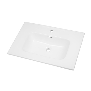 Lavello da incasso bianco lucido in ceramica 71x46 cm per mobili da bagno Pack 1 - Product Image 1